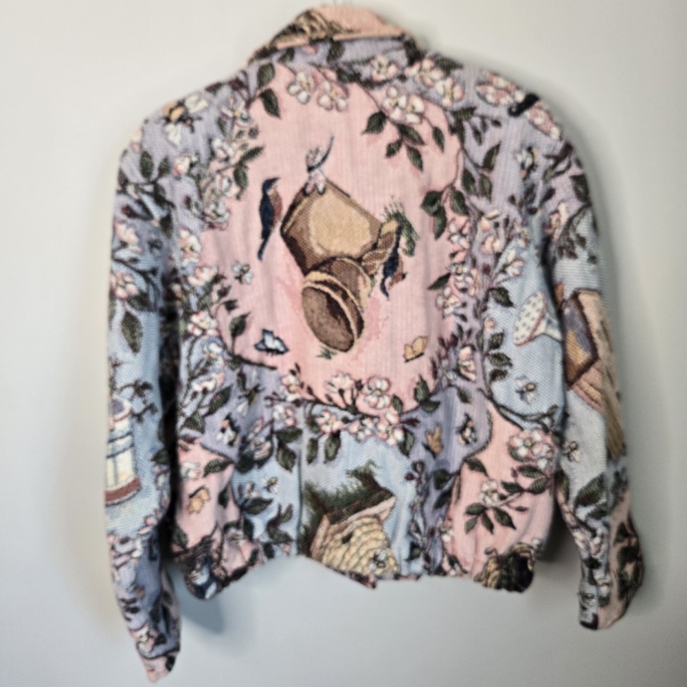 VTG Painted Pony Spring Floral Easter Nest Bumblebee Blazer Tapestry Jacket M - Picture 7 of 14
